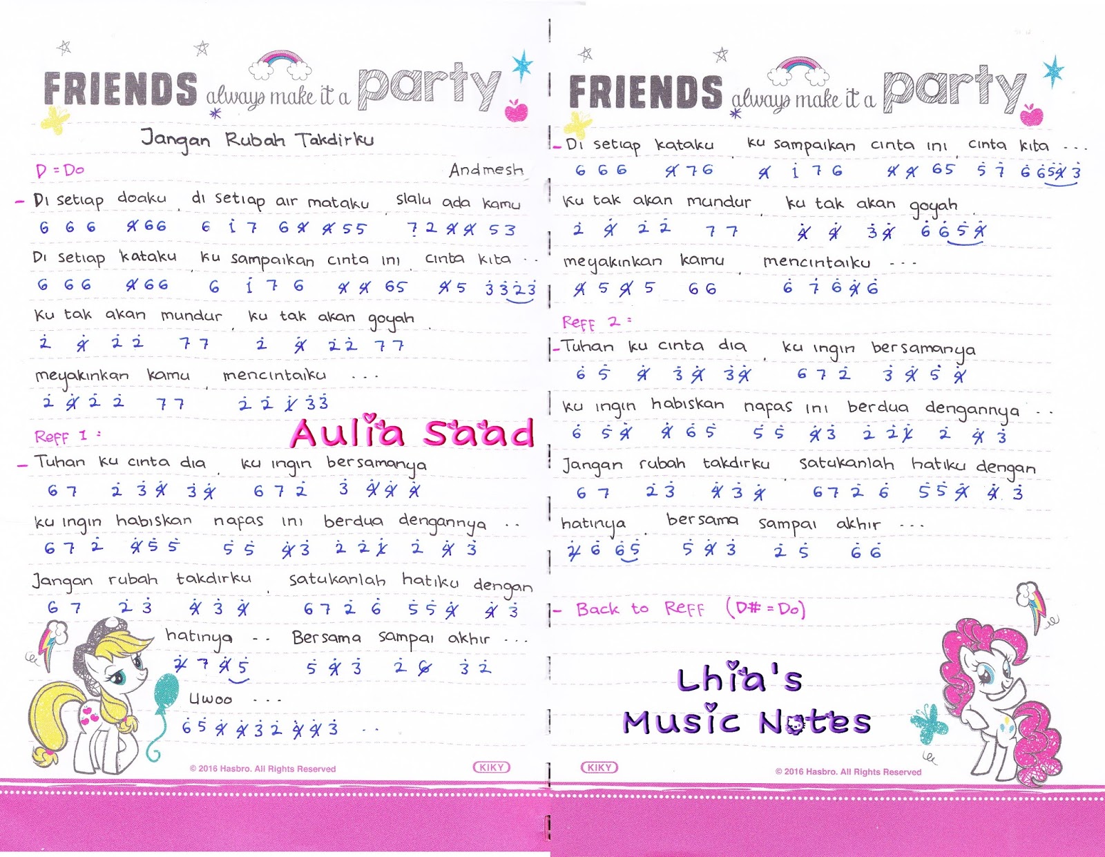 Not Angka Andmesh Jangan Rubah Takdirku Aulia S World