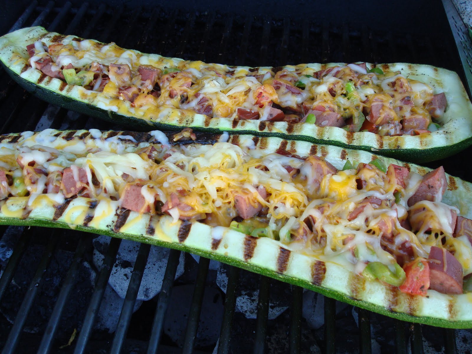 menu managed Sausage Stuffed Grilled Zucchini