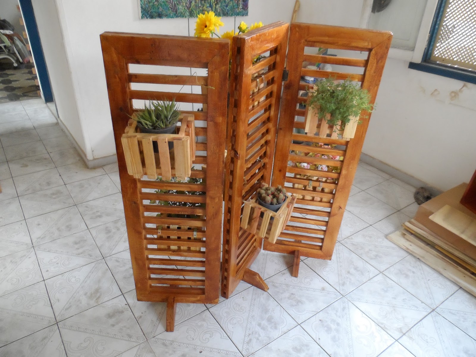 PepiPelo Jardim de Pallet Biombo para Plantas