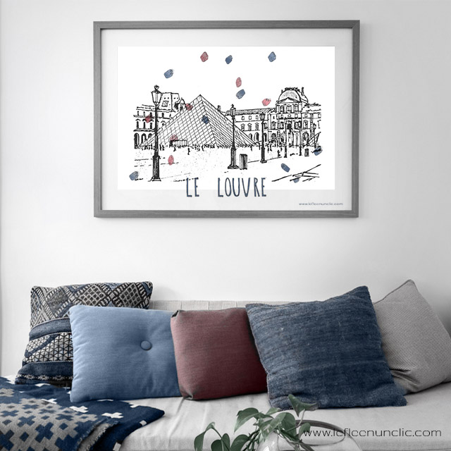 le musée du louvre Paris, affiche à télécharger gratuitment