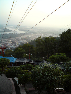 View of the Haridwar city from the Cable car chair while going upto the Mansa Devi and the Chandi Devi Temples in Haridwar
