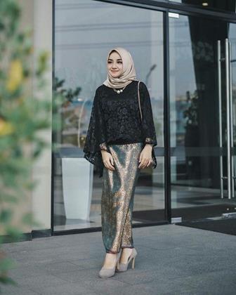 Gamis Batik Kombinasi Sifon