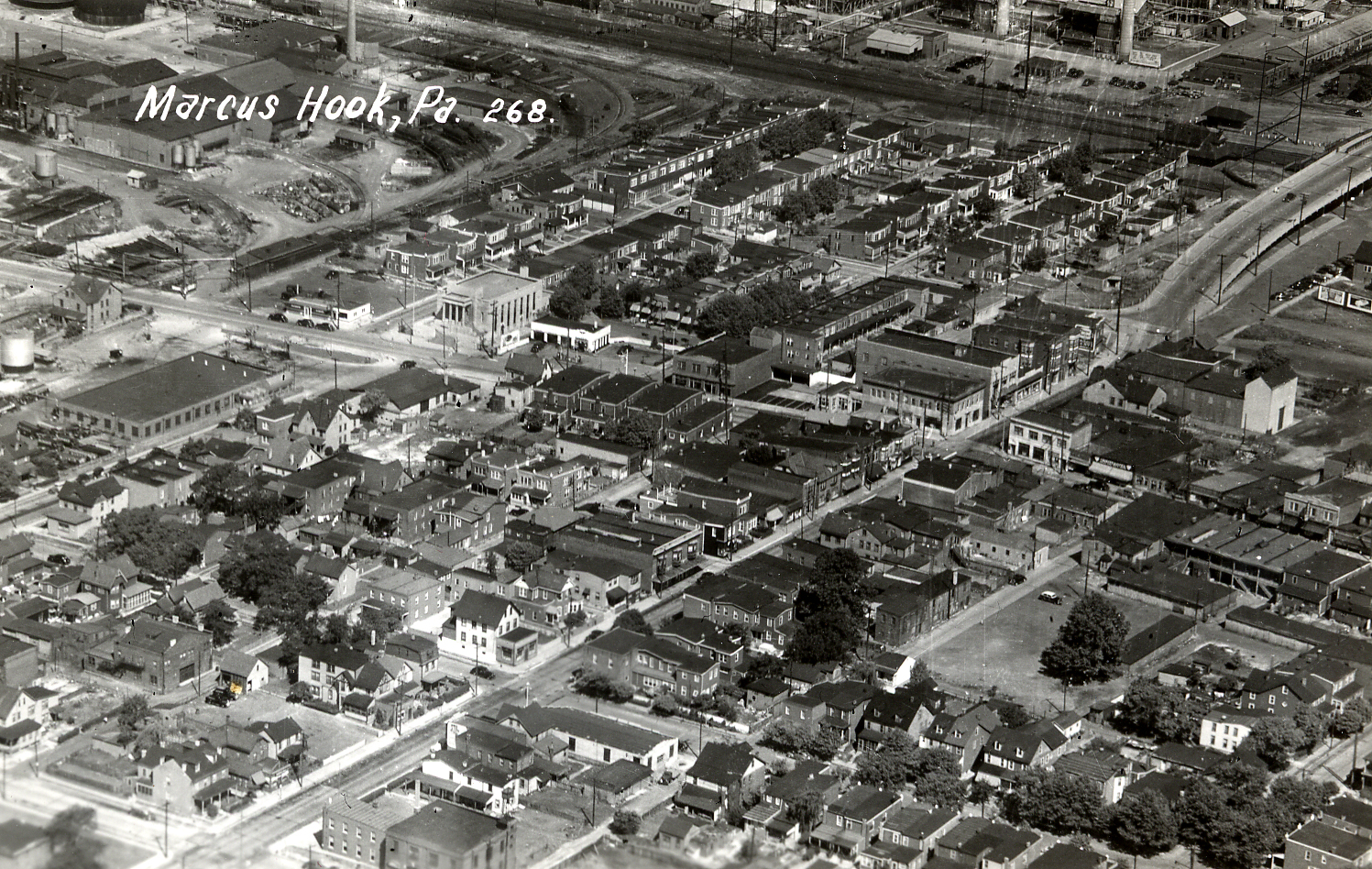 Delaware County History Marcus Hook Aerial view and events.
