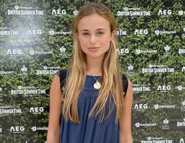 Lady Amelia Windsor attended the Barclaycard Exclusive British Summer Time Festival held at Hyde Park. Amelia wore bulue silk dress by Dolce & Gabbana