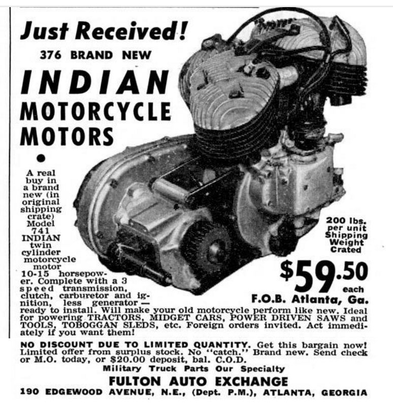 Progress is fine, but it's gone on for too long. Indian motorcycle motors in 1950