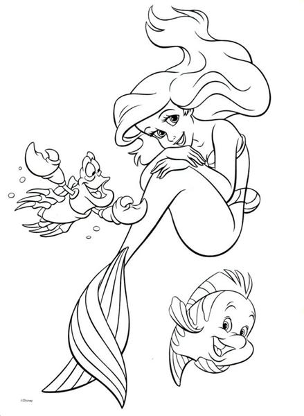 Princess Ariel Little Mermaid Coloring Pages Team colors