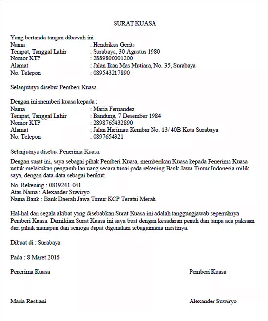 Contoh surat kuasa pengambilan uang Contoh surat kuasa pengambilan uang
