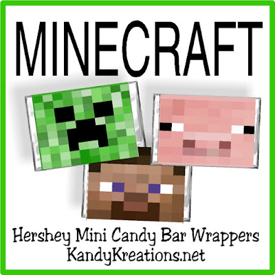 Minecraft Faces Mini Candy Bar Wrappers by KandyKreations