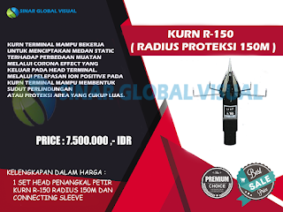 Harga Kurn Penangkal Petir Elektrostatis Kurn, Kurn r150, Penangkal Petir, Jasa Pasang Penangkal Petir, Harga penangkal Petir radius, Penangkal Petir elektrostatis,