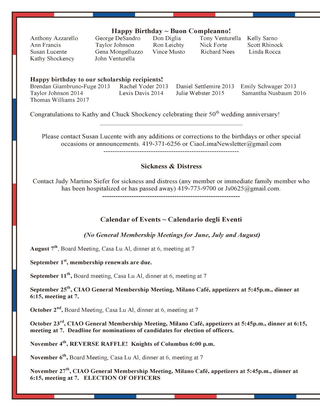 c.i.a.o. of lima, ohio: newsletters c.i.a.o. of lima, ohio: newsletters