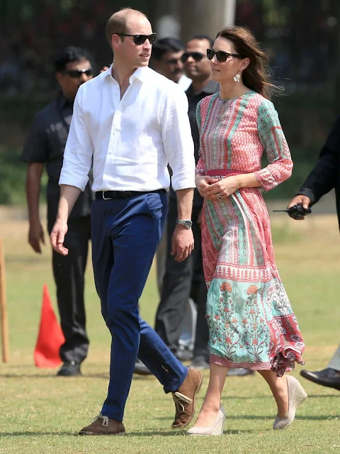 Prince William, Duke of Cambridge and Catherine, Duchess of Cambridge during a visit to meet children from Magic Bus, Childline and Doorstep, three non-governmental organizations, and watch a game of cricket at Mumbai's iconic recreation ground