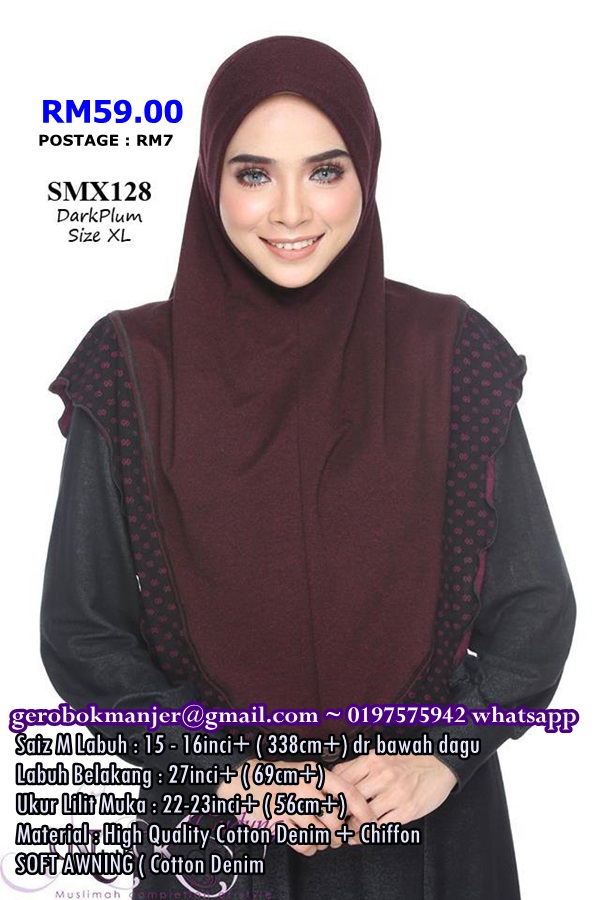 TUDUNG DENIM SOFT AWNING BERDAGU NURKASIH SUMAYYA SAIZ XL