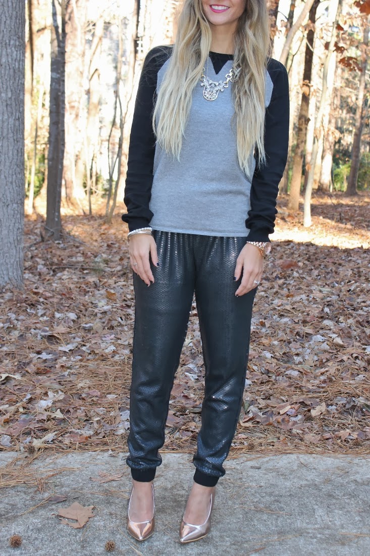 Bedazzles After Dark: Holiday Outfit Post: Turkey Day Sequin Sweatpants