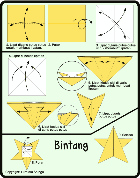 19+ Membuat Origami Bintang 3d