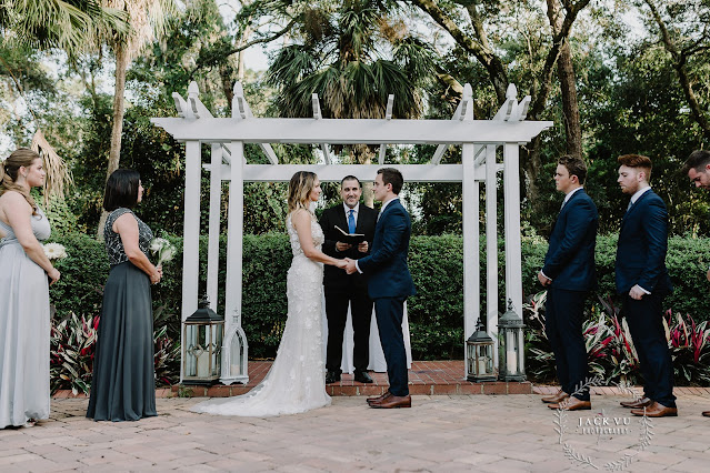 bride and groom at altar