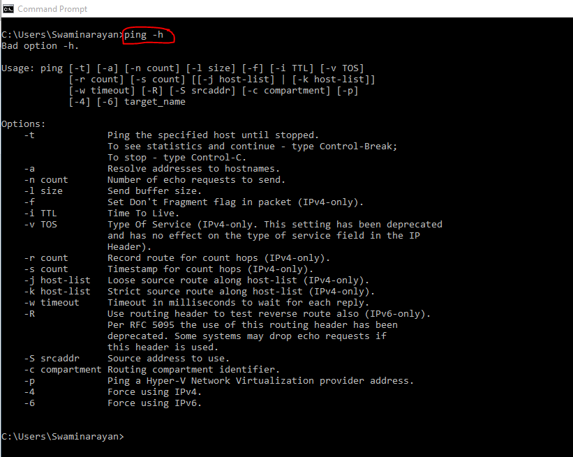 PING command in command prompt