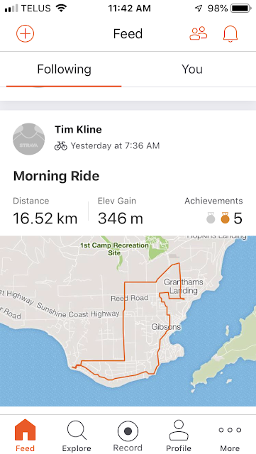 Morning bicycle route, Sunshine Coast BC