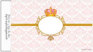 Golden Crown in Pink Free Printable Labels.