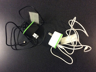Two Belkin phone chargers, one for Android and one for Apple phones
