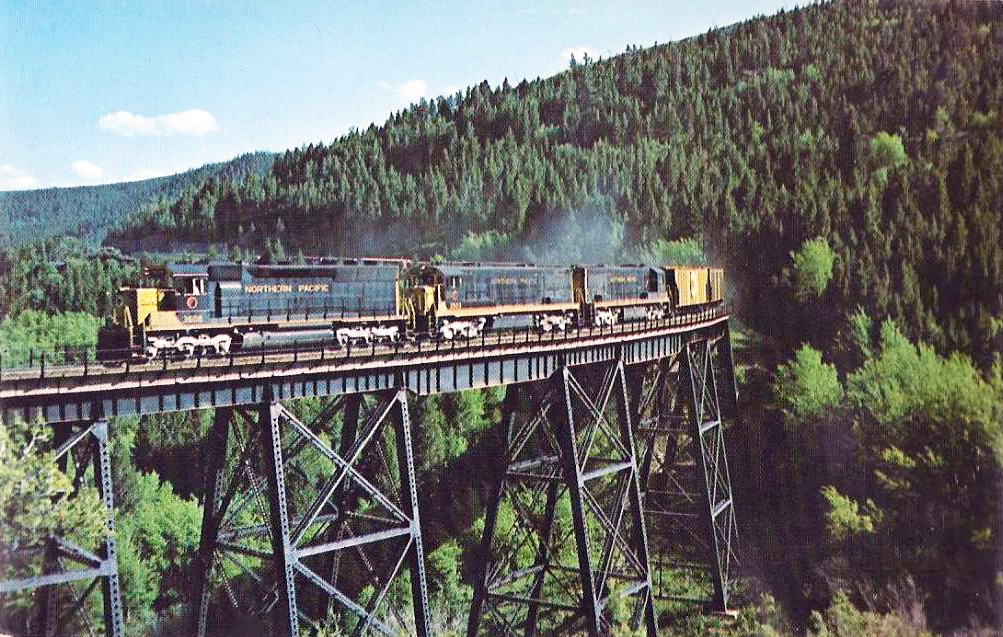 transpress nz Northern Pacific freight train near Helena, Montana
