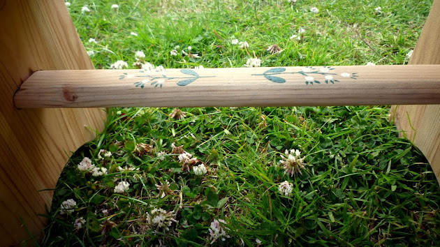 Handmade Handpainted Wooden Stool DIY Folklore