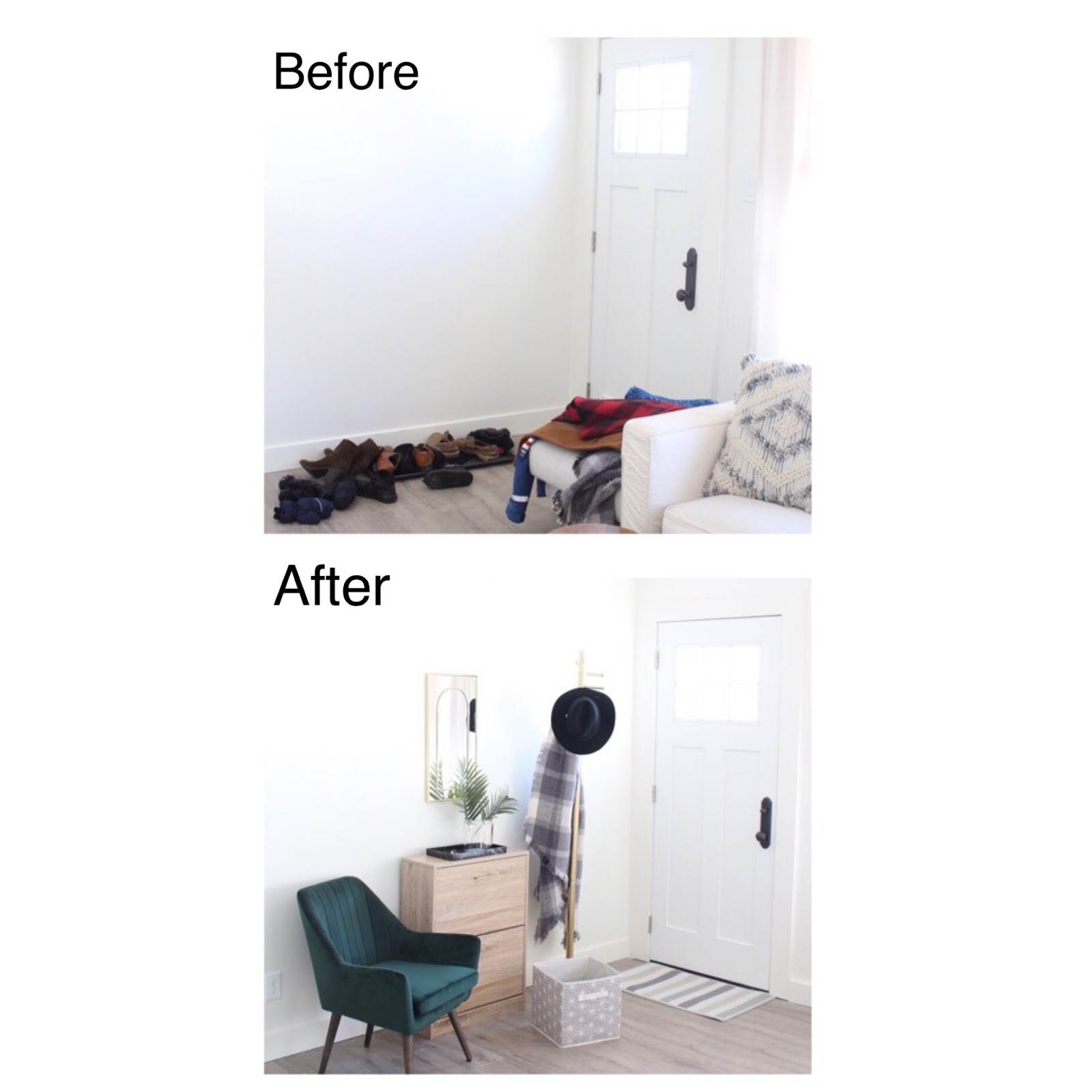 Entryway Organization Tips Before and After
