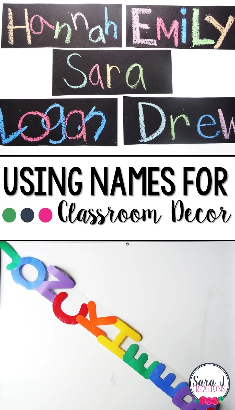 Need some ideas for DIY classroom decor for an elementary classroom?  I love using student names as part of the decor!  Great way to start off the back to school season with your students.