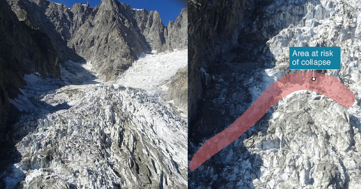 Huge Mont Blanc Glacier In Danger Of Collapse Because Of Global Warming Huge Mont Blanc Glacier In Danger Of Collapse Because Of Global Warming