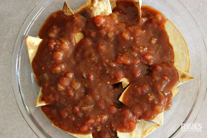 Second layer of preparation for Easy Mexican Chilaquiles by Renee's Kitchen Adventures 