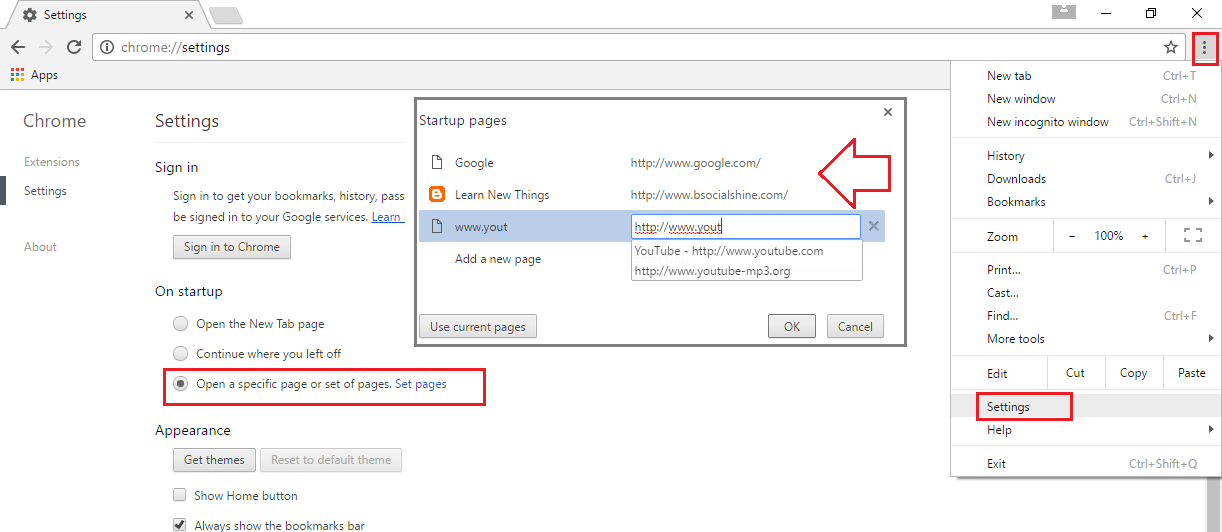 Learn New Things How to set Multiple sites on Chrome Home Page Startup