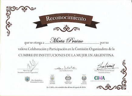 RECONOCIMIENTO x Participacion de la Comision Organizadora de CIMA2018