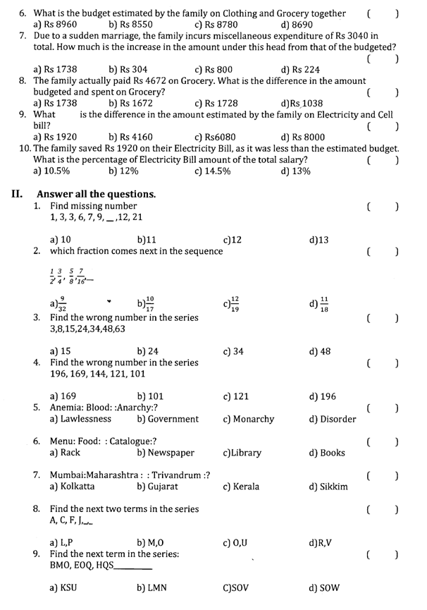B.Sc. (II YEAR) SEMESTERIV ANALYTICAL SKILLS MODEL QUESTION PAPER