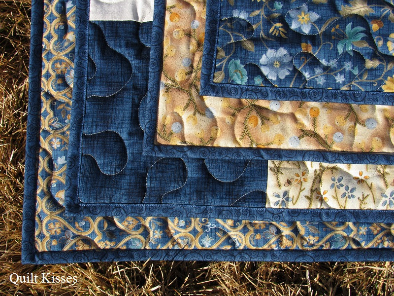 Quilt Kisses Blue and Gold A Finished Quilt