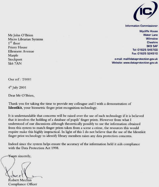 Biometrics in schools About