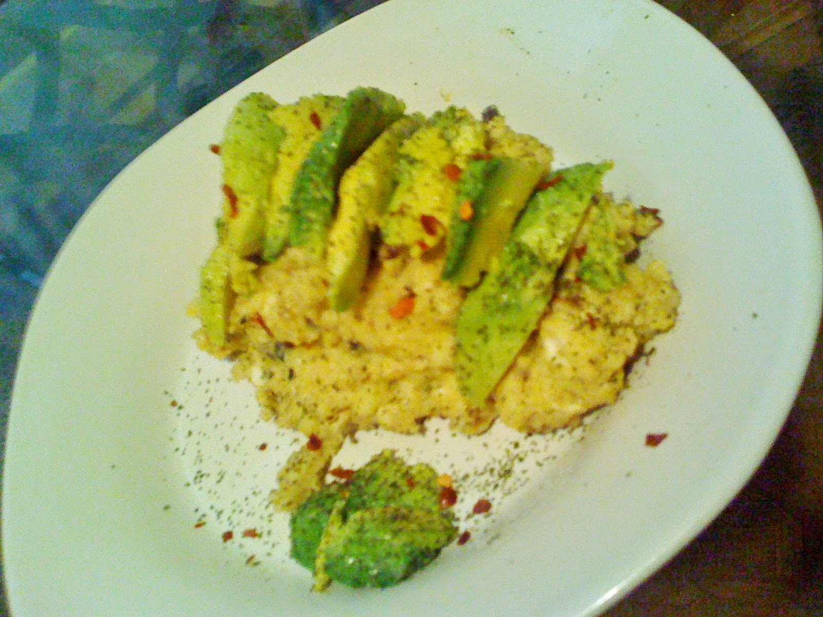 AfroVeganChick Vegan Cheesy Grits, Tempeh, And Avocado