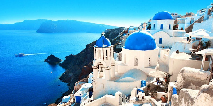 Hoy visitamos la isla de Santorini en Grecia