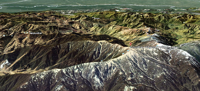 Churdhaar Mountain range as seen on Google Earth