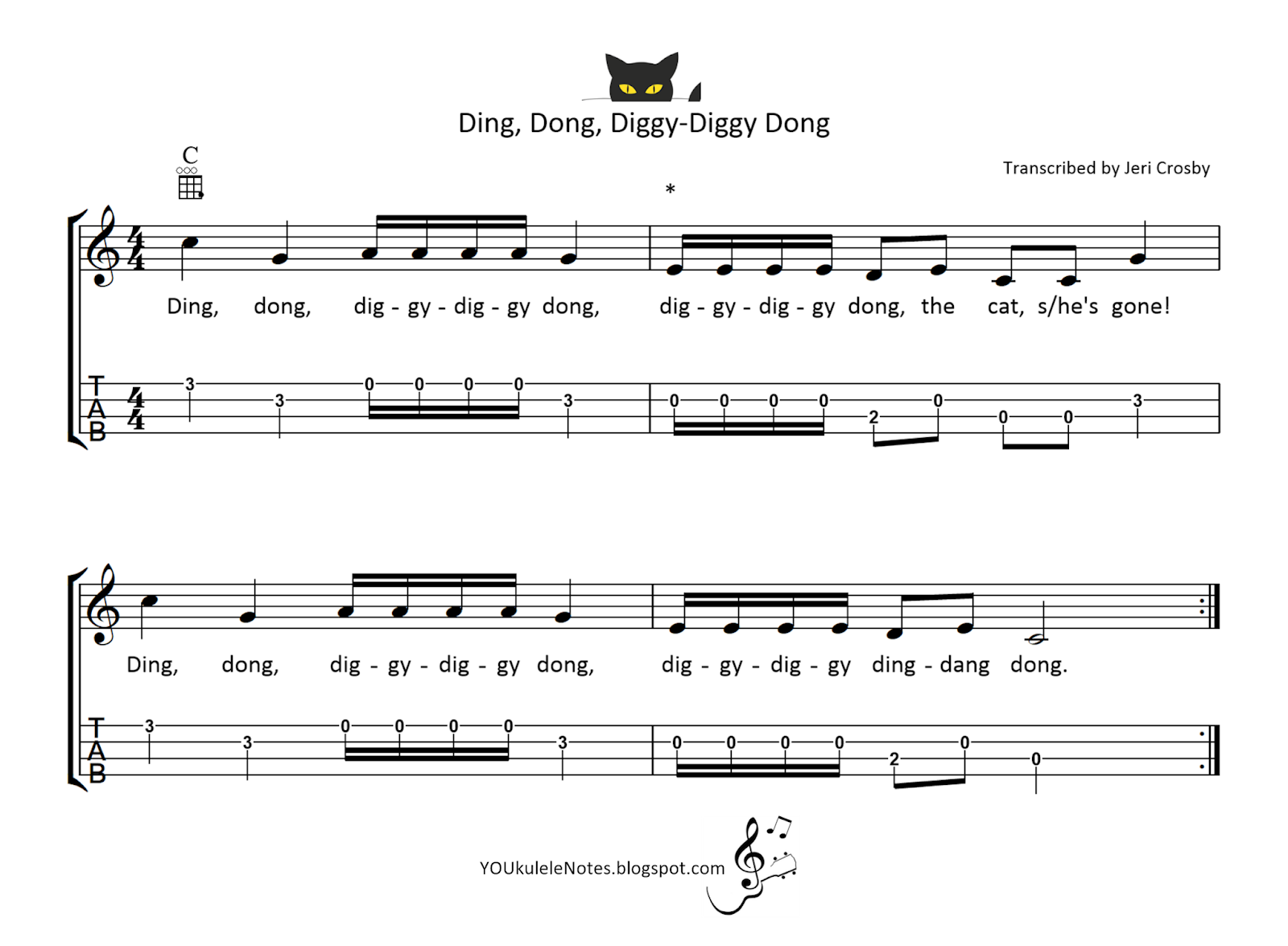 Jeri S Youkulele Notes More Melodies In C