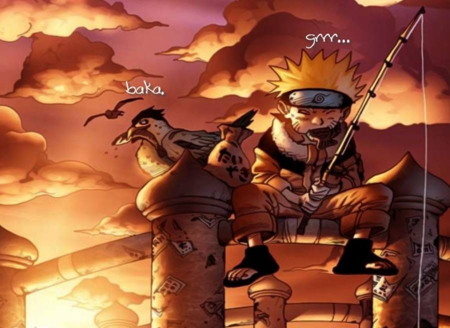 Gambar Lucu Naruto Yang Sedang Berdiri Di Bawah Pohon Dengan Spiderman