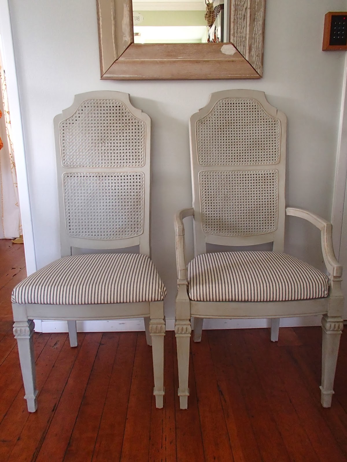 D.D.'s Cottage and Design 4 Grey Cane Backed Chairs