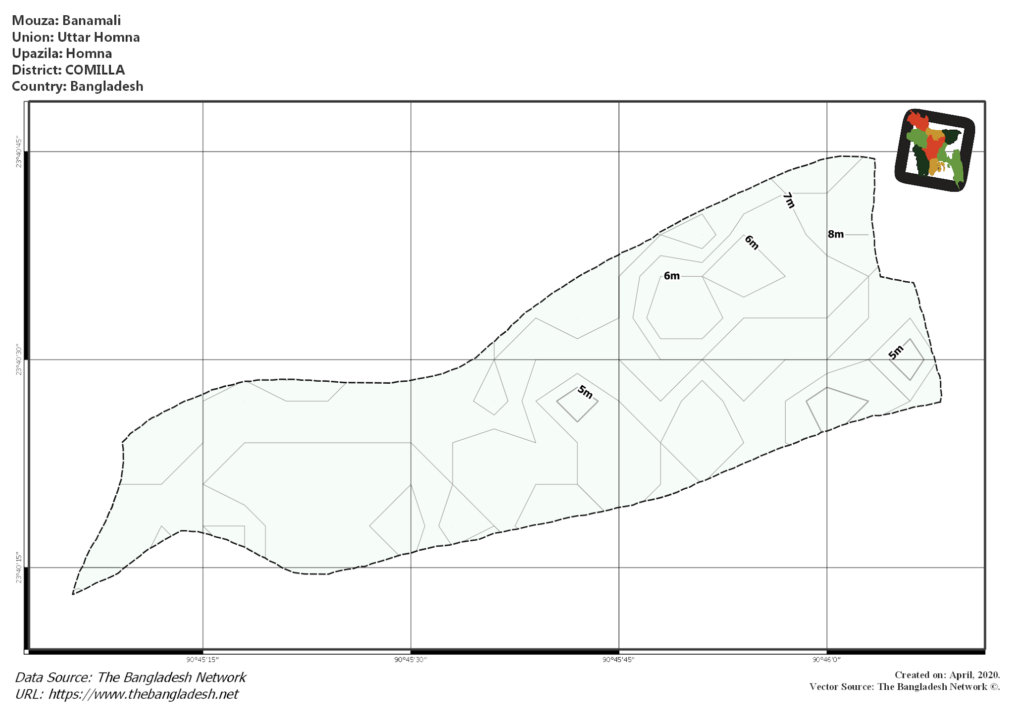 Map of Banamali Mouza of Homna Upazila, COMILLA Map of Banamali Mouza of Homna Upazila, COMILLA, Bangladesh.