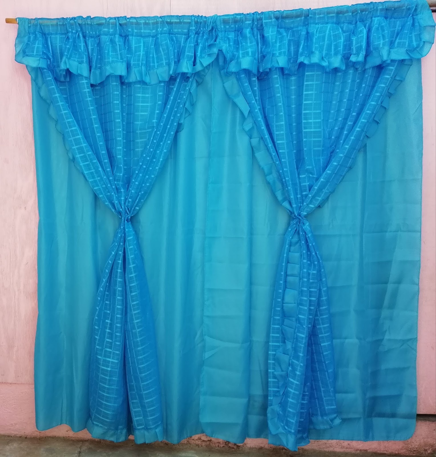  Cortina de madera para ventana, color azul y amarillo, 54 x 18  pulgadas, 1 panel, chancletas de verano, decoración del hogar, cortina con  bolsillo para barra, cortinas de nivel corto para