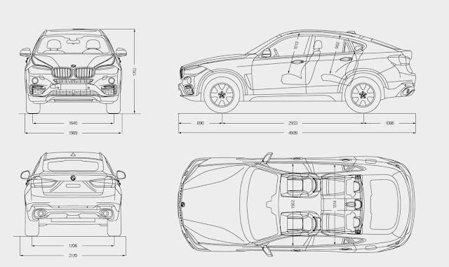 bmw x6 misure dimensioni disegno tecnico quotato