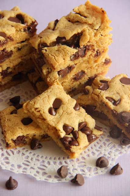 Gooey Brown Sugar Chocolate Chip Bars - Soft-batch cookie bars made with all brown sugar making them moist, chewy, and delicious!