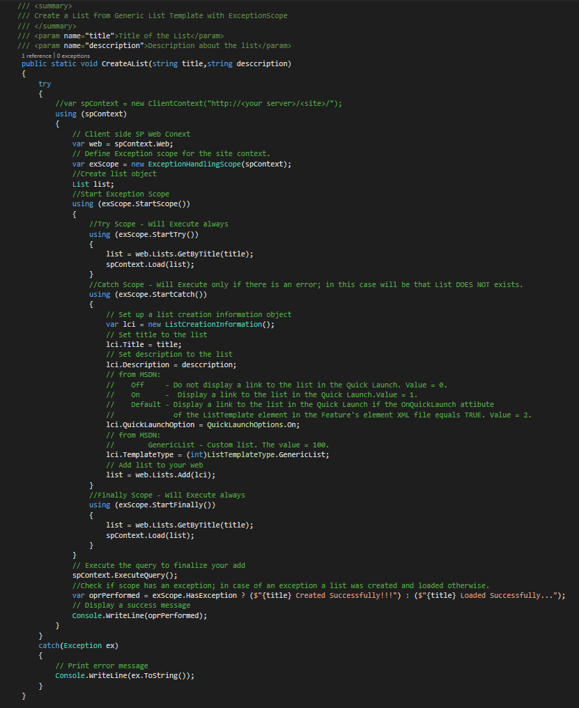 SharePoint - Client Side Object Model(CSOM) - Managed - Create a List ...