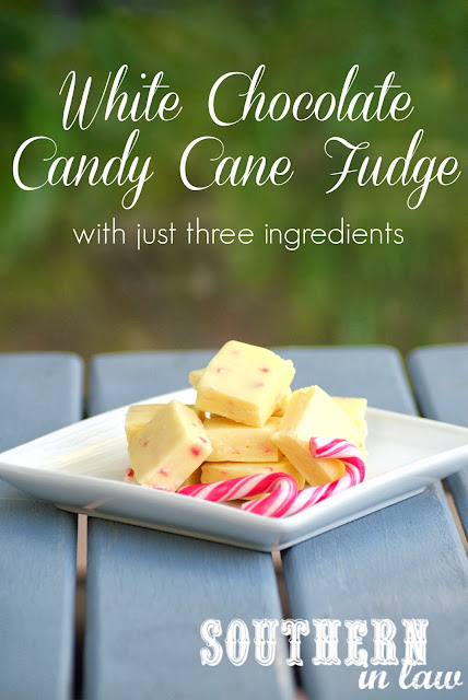 Easy White Chocolate Candy Cane Fudge - Three Ingredient Recipe, gluten free