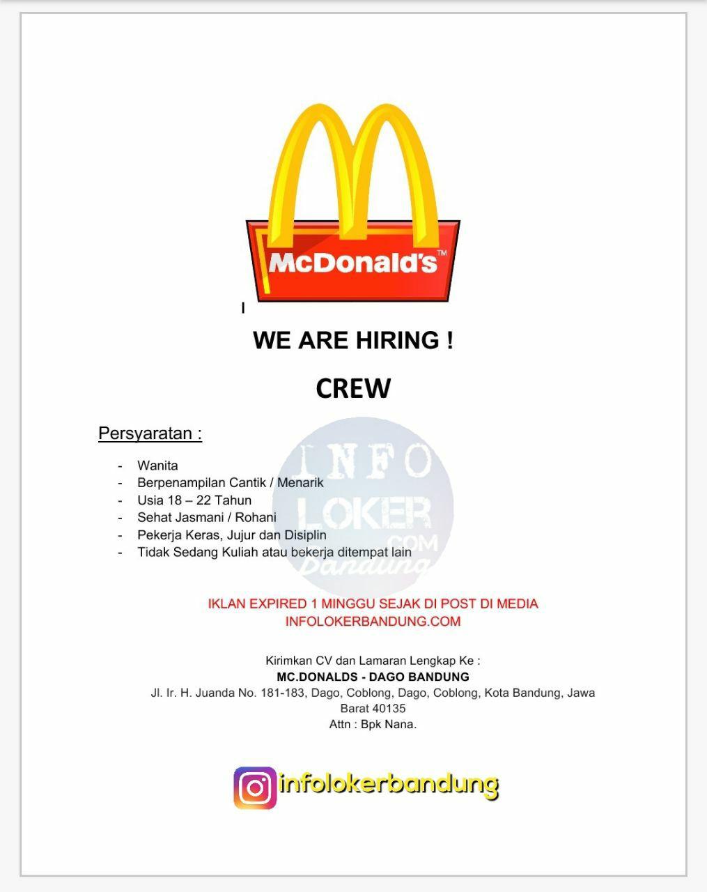 Lowongan Kerja Mc Donalds Dago Bandung Oktober 2017 - Info 