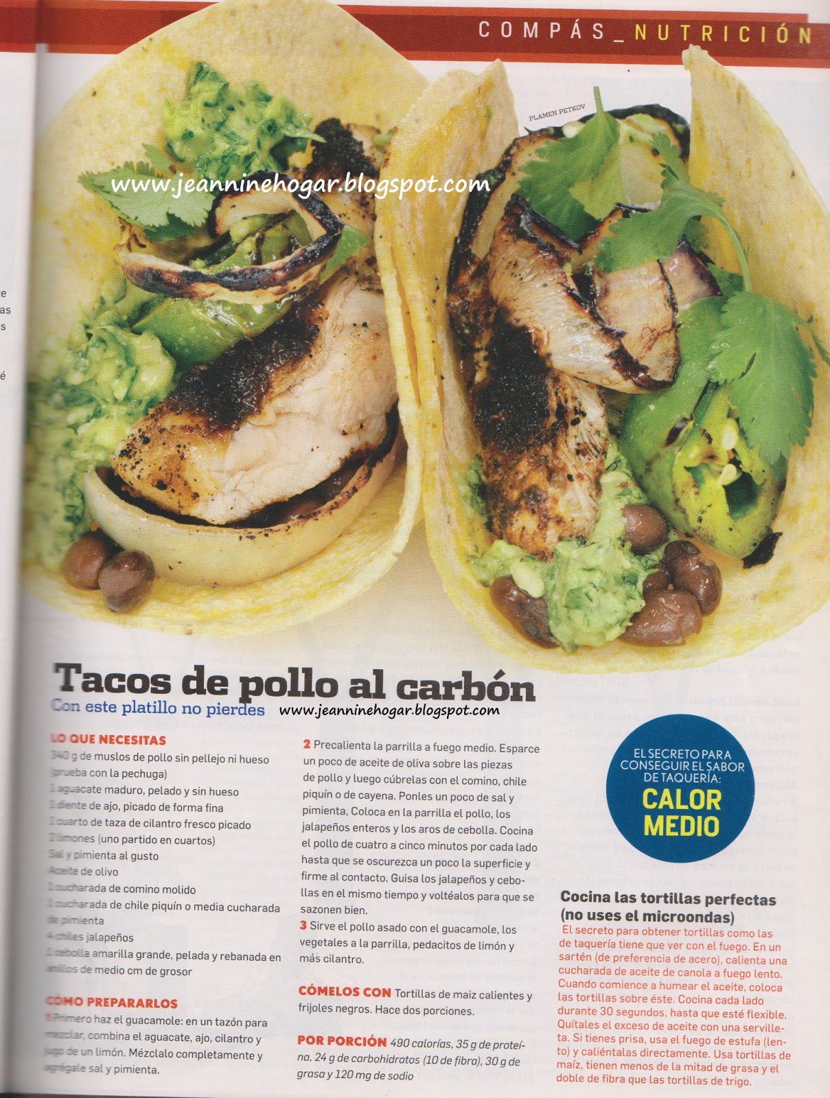 Jeannine HOGAR RECETA TACO DE POLLO AL CARBON