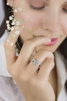 Two star diamond ring Double star ring in 14k white gold with white natural diamonds