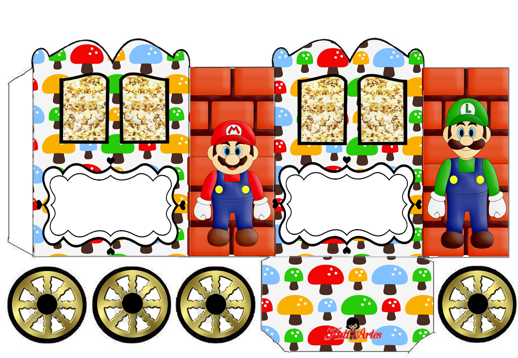 Super Mario Bros: Caja con forma de Carruaje para Imprimir Gratis.